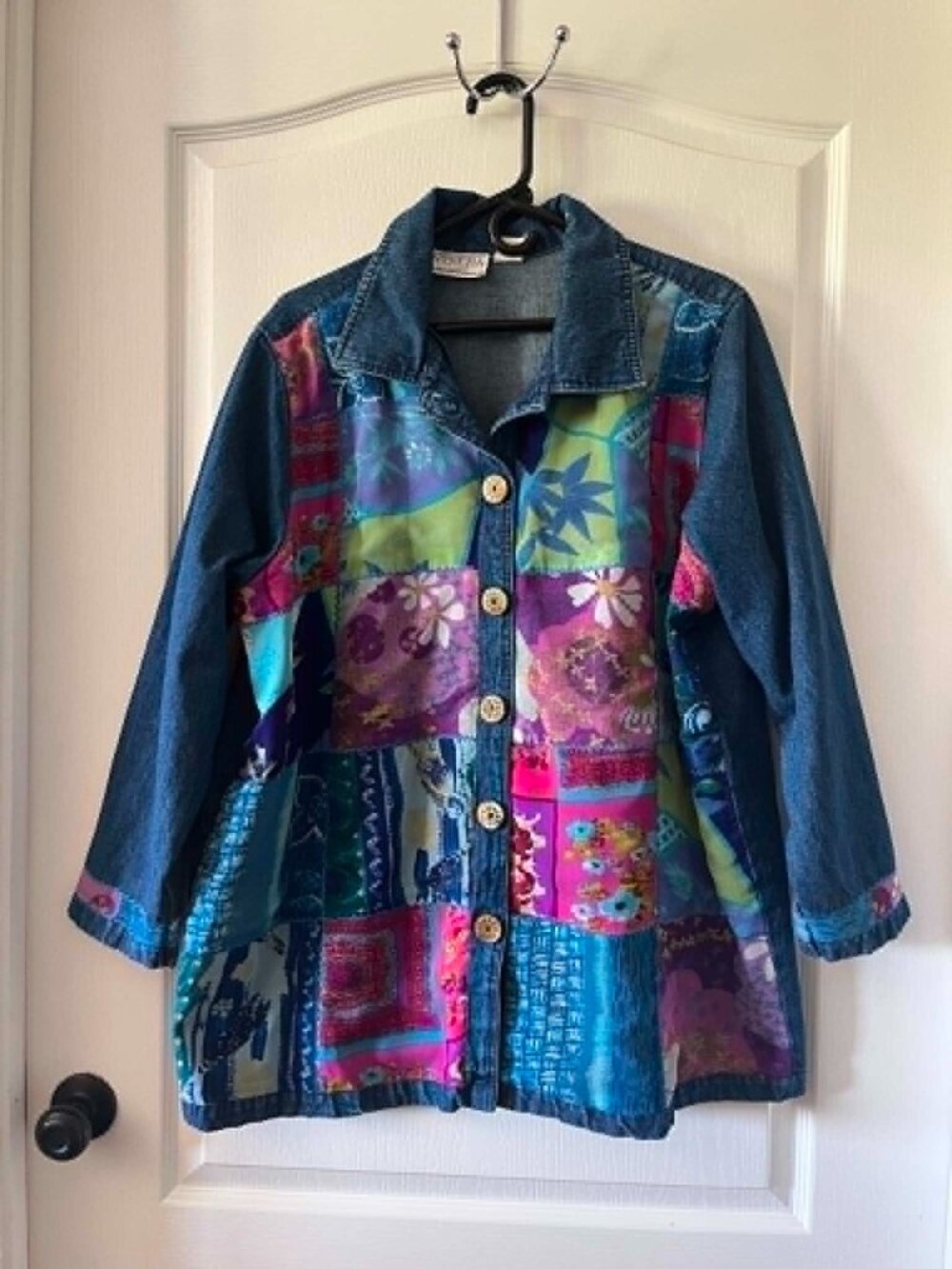 Vintage Venezia Vitale Women's Patchwork Denim Jacket size 1X